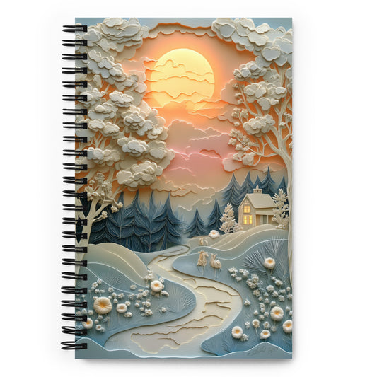 Glowing landscape spiral notebook - Wishstoria Stationery